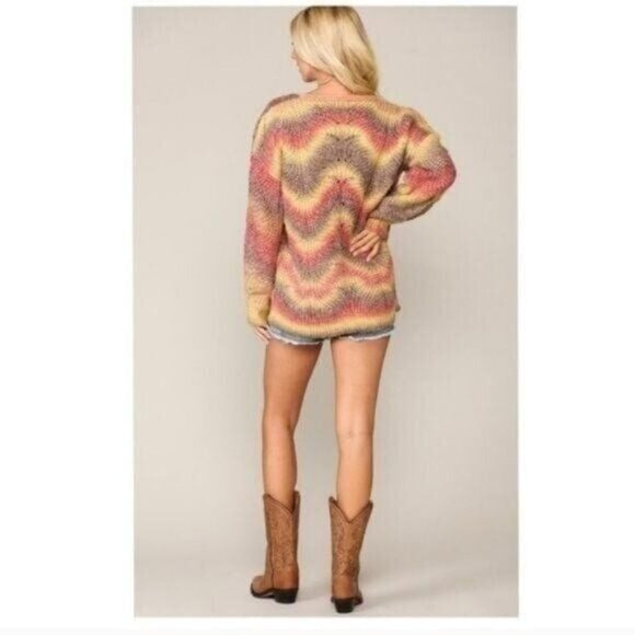 V-NECK OMBRE FALL KNIT SWEATER-NEW - Picture 3 of 6